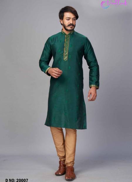 Green Colour New Fancy Designer Party And Function Wear Traditional Jacquard Silk Kurta Churidar Pajama Redymade Latest Collection 20007